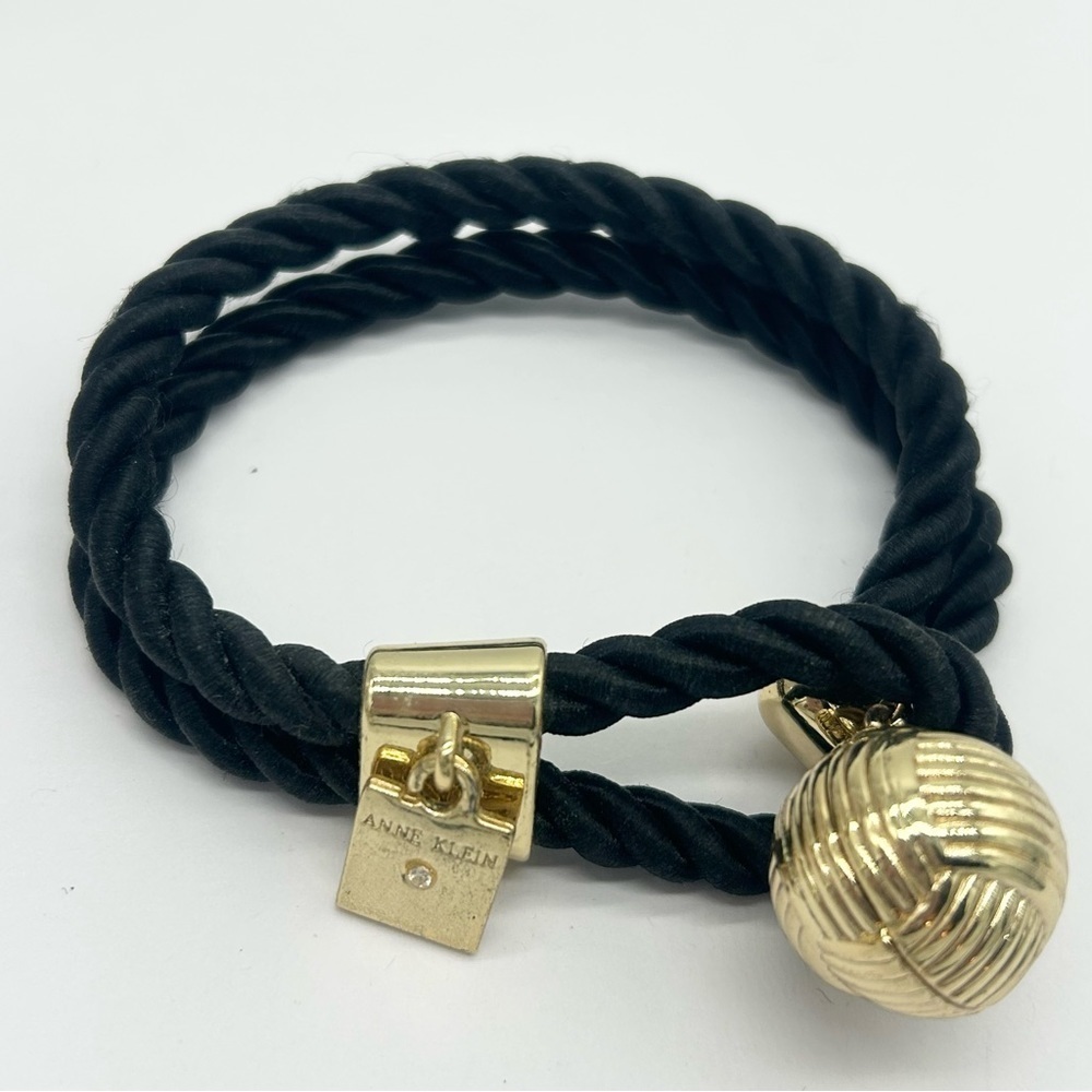 Anne Klein Black Cord and Gold Ball Bracelet